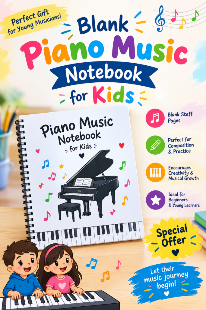 Blank Sheet Piano Music Notebook