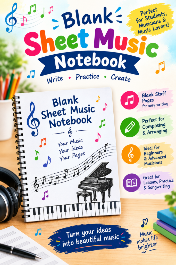 100 Pages Blank Sheet Music Notebook