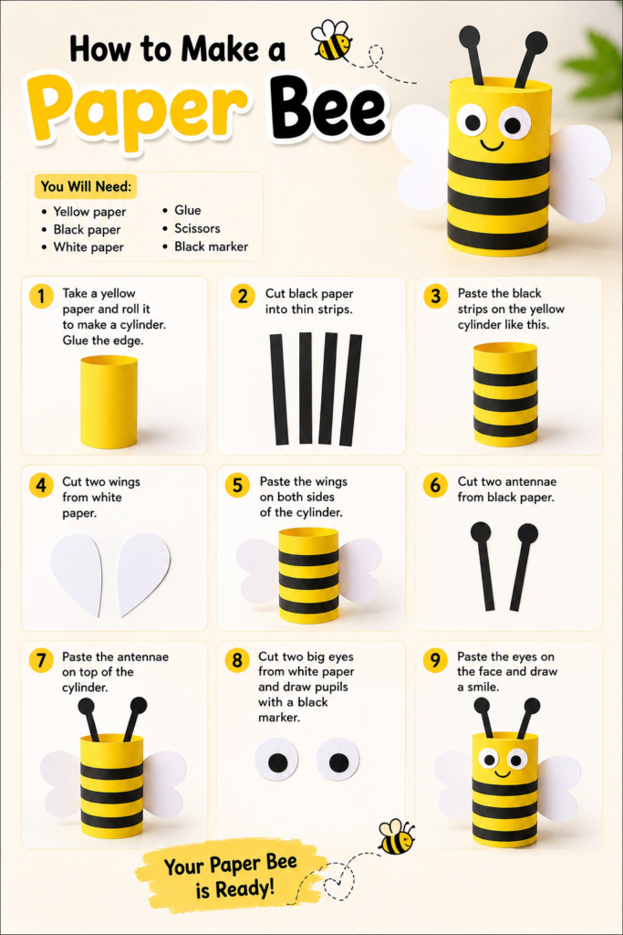 Create a Cute and Buzzing Paper Bee With Just a Few Simple Craft Supplies